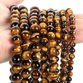 Resim Yüksek Kaliteli Doğal Taş Boncuk Sarı Kaplan Gözü Taşı Yuvarlak Gevşek Boncuklar Takı Yapımı DIY Bileklik 14 inç / Strand 4/6/8/10/12mm Ebeveynlere Hediye 