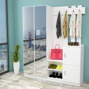 Resim Robin Home Lina Aynalı Vestiyer Portmanto Ayakkabılık Beyaz 