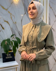 Resim NY MEHLİKA DEGAJE YAKA BELİ BÜZGÜLÜ TENSEL 2'Lİ TAKIM 30315 - Bordo / 3(44-46) 