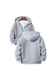 Resim Ahengim Kız - Erkek Çocuk Basic Fermuarlı Kalın 3 İplik Kışlık Okul Sweat Ak1815 Gri 