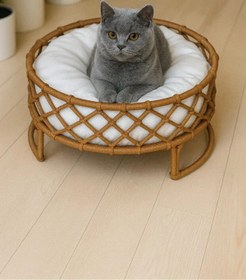 Resim Tasaryum Kedi ve Köpek El Örgüsü İskandinav Kedi Yuvası Kahve 