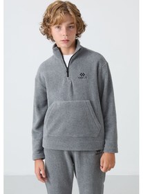 Resim Tommylife Tommy Life Gri Melanj Kalın Yumuşak Dokulu Standart Fit Nakışlı Polar Erkek Çocuk Eşofman Takım - 11218 Gri Melanj 