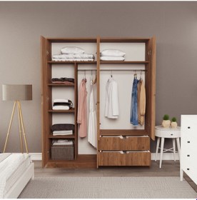 Resim Moderno Xl 4 Kapaklı 2 Çekmeceli Gardırop Geniş Aileler İçin Şık Çözüm Atlantik Çam 