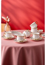 Resim İstanbul Porselen Rumeli 6 Kişilik Kahve Fincan Takımı Beyaz 