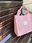Resim ZEYZEYBUTİK Esse Saten Kumaş Astarlı Pudra Pembe Kare Çanta 
