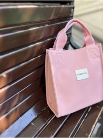 Resim ZEYZEYBUTİK Esse Saten Kumaş Astarlı Pudra Pembe Kare Çanta 