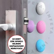 Resim 10 Adet Yapışkanlı Kapı Kolu Stoperi - Tamponu Duvar Koruyucu Silikon Tutucu Tampon 