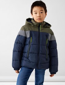 Resim Erkek Çocuk Kışlık Kapüşonlu Mont-Minimalist Tasarım-Regular Fit - Koyu Lacivert / 12 Y 