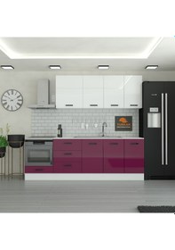 Resim 245 Cm Mutfak Dolabı Mdf Kapak Tezgah Dahil Yrkn245 102 Mürdüm 