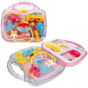 Resim Sesli Ve Işıklı Çantalı Doktor Seti 11 Parça Pembe 