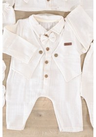 Resim Erkek Bebek Yenidoğan Yelekli Yazlık Ve Mevsimlik Müslin Mavi 10 Lu Lüks Hastane Çıkışı Zıbın Seti Stl7013 Krem 