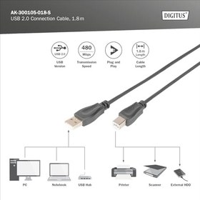 Resim Digitus Assmann AK-300105-018-S USB 2.0 Bağlantı Kablosu 
