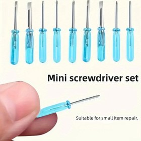 Resim 10 Adet Mavi Mini Tornavida Seti, 2mm Haç Uçlu Tamir Aracı, El Becerilerini Geliştirmek İçin Uygun Küçük Tamir Aleti, Kristal Vidalı Araç Halloween, Noel, Şükran Günü Hediyesi 