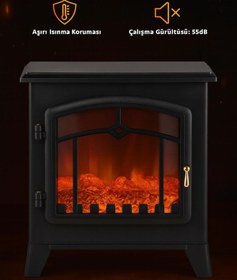 Resim ATLT ATLANTİS 2000W CATA MARKA ŞÖMİNE ELEKTİRİKLİ ISITICI MODERN CT-6050 TERMAL DEVRE KESİCİ 15-30M2 ALANDA ETKİ 