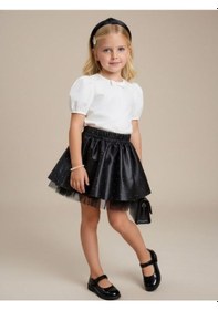 Resim Zekids Kız Çocuk Taşlı Deri Etek-17231 Siyah 