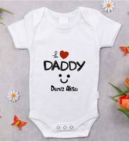 Resim Bitmeyenkartus Bk Kids Isimli I Love Daddy Tasarımlı Bebek Body Zıbın - Model 1 Beyaz 