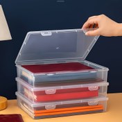 Resim Toz geçirmez A5 Şeffaf Belge Depolama Kutusu - Okul Malzemeleri ve Masa Düzeni için İdeal, Alan Tasarrufu Sağlayan Tasarım, Dayanıklı Malzemeler, Masa Depolama. 