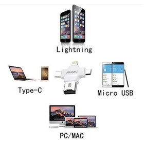 Resim WOZLO 4 In 1 Kart Okuyucu Iphone Usb Type-c Usb-a Micro Usb Card Reader Otg Özellikli - Beyaz 