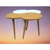 Resim Zigon-Orta Sehpa Takım Hilal Model Parlak Hardal Beyaz Renk Kayın 