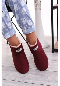 Resim U001 Erkek Kadın Çocuk Ev Pandufu Botu Ev Ayakkabısı Mürdüm 