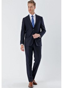 Resim İmza Lacivert Gabardin Mono Yaka 6 Drop Comfort Fit Rahat Kesim Basic Takım Elbise 1001245010 Lacivert 