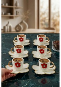 Resim Acar Charlotte 6 Kişilik Kahve Fincanı Takımı 90 Ml 09363 Kırmızı 