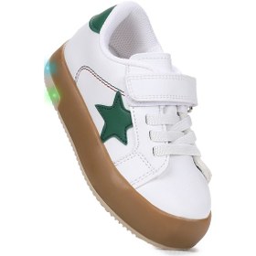 Resim Kiko Kids Rena Günlük Cırtlı Işıklı Kız Bebek Spor Ayakkabı Beyaz - Yeşil Beyaz - Yeşil 