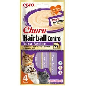 Resim Inaba Ciao Churu Hairball Tüy Yumağı Kontrollü Ton Balıklı Ödül Maması 4 x 14 Gr 