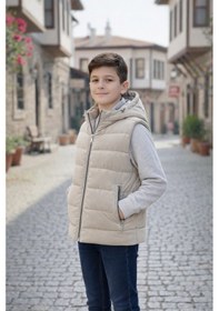 Resim Pina Kids Erkek Çocuk Kapüşonlu Şişme Yelek Bej 