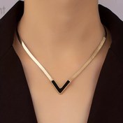 Resim 18K Gold Plated Personality V-Shaped Pendant Necklace Simple Style Jewelry Gift Women's Accessories 