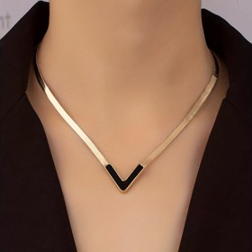Resim 18K Gold Plated Personality V-Shaped Pendant Necklace Simple Style Jewelry Gift Women's Accessories 