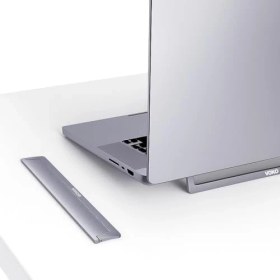 Resim Storemax Laptop Stand Ultra Ince 4 mm Katlanabilir Alüminyum Ergonomik Dizüstü Stand 11.6 13 15 16 17 Inç Uyumlu Görünmez Yapışkanlı Hafif Taşınabilir Notebook Yükseltici Ofis Ev Seyahat Gri 