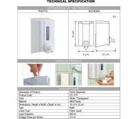 Resim Şeker Portakalım Vialli F2 Hazneli Köpük Sabun Dispenseri Aparatı 500 ml Beyaz 
