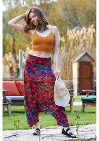 Resim Fermuarlı Modern Şalvar Pantolon Çok Renkli 