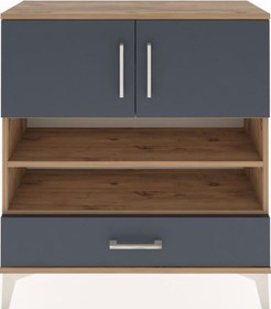 Resim Arges Şifonyer 4 Raflı Tek Çekmeceli 2 Kapaklı 88x30x96 Çam-antrasit Atlas Çam 