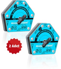 Resim Magnethink Aç Kapa 6 Açılı Temizlenebilen Güçlü Mıknatıs Tutucu Manyetik Kaynak Gönyesi - Mavi 