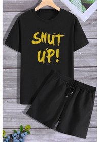 Resim Shut Up Şort T-shirt Eşofman Takımı Siyah 
