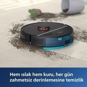 Resim Philips Akıllı Robot Süpürge Islak ve Kuru Temizlik Wi-Fi Androdi-Ios Bağlantı Robotu, 4000 Pa Emiş Gücü, 200 Dk Çalışma Süresi, Lazer Nesne Eşya Tarama- Onerous Hediyeli 