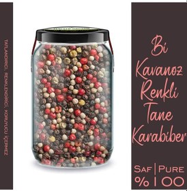 Resim Renkli Karabiber Bi Kavanoz 660 Cc. Cam Kavanozda 4 Renk Mix Tane Karabiber 4 Color Peppercorn 