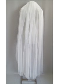 Resim Suzanna Moda Beyaz Kenarı Düz Taraklı 1mt 50cm Boy Hayal Tül Çift Kat Gelin Duvağı Kırık Beyaz 