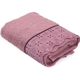 Resim Ecocotton Ella Banyo Havlusu %100 Organik Pamuk Brodeli Pudra 80x150 Cm - Pamuk 