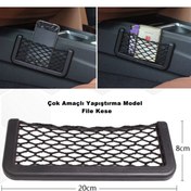 Resim caraks Araç File Kese Telefonluk Çok Amaçlı File Yapışma Model 8cm X 20cm - 