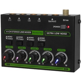 Resim Jeehugo 4 Kanallı Minik Ses Mikseri - Düşük Gürültü, Stereo/monofonik Geçiş, 6.35mm Giriş, Eu Plug 100-240v, Max400-pro 11" 