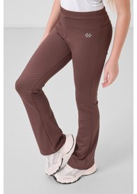 Resim Tommylife Kahverengi Esnek Standart Fit Basic Performans İspanyol Paça Kız Çocuk Tayt - 75193 Kahverengi 