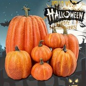 Resim 1 Set-Halloween Simülasyon Balkabağı Dekorasyonu-7 adet-Simülasyon Balkabağı Modeli Sahte Sebzeler-DIY El Sanatları-Ev, Doğum Günü, Düğün, Halloween dekorasyon partisi, Ev dekorasyonu için uygundur 