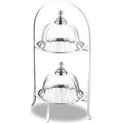 Resim Storemax Alula 2 Katlı Cam Kapaklı Kek Fanusu Silver 