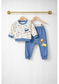 Resim Seabubbles Araba Desenli Erkek Bebek Pijama Takım Mavi 