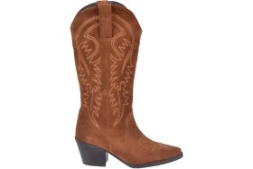 Resim Pullman Hakiki Deri İşlemeli Western Kadın Çizme PLM-011 TABA SÜET 