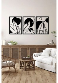 Resim 3 Parça Floral Çiçekler Temalı Lazer Kesim Mdf Tablo Seti - Model 1 - Ersylazermdl1 