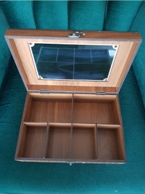 Resim Ahşap Takı Kutusu Kapaklı - 6 Bölmeli Şık Ve Kaliteli 